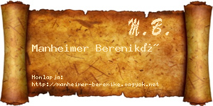 Manheimer Bereniké névjegykártya